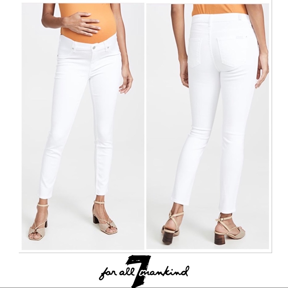 NEW 7 for all mankind The Ankle Skinny Maternity Jeans in Clean White